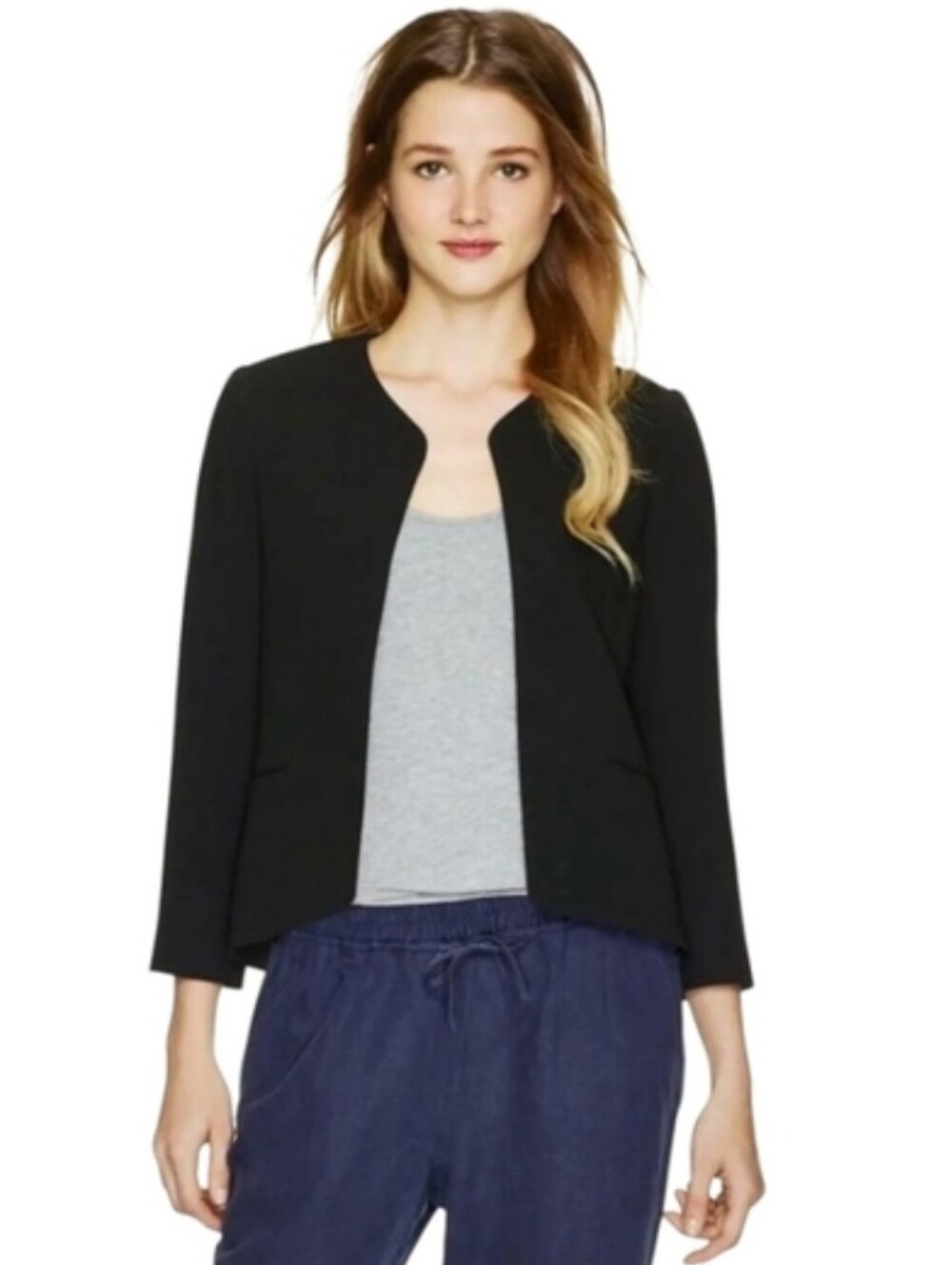 Aritzia Wilfred Collarless Exquis Blazer Crepette Black Size 0